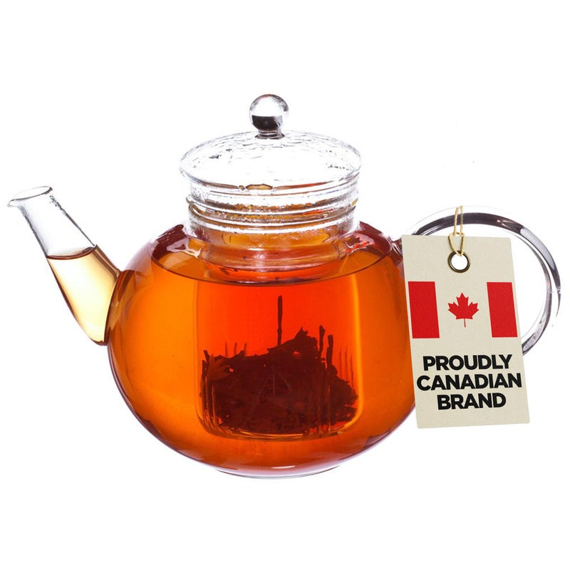GROSCHE MONACO 42 oz Glass Tea pot with glass tea Infuser 1250 ml Capacity. Heatproof borosilicate glass and all glass tea infuser for all types of loose tea tea infusion - Image 1